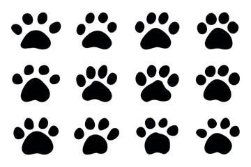 Fototapeta premium Set of hand drawn cute cat's paw Cat, dog, animal, pet, puppy, bear, wolf, tiger paw clipart in doodle style For print, web, design, decor, greeting cards, children's prints