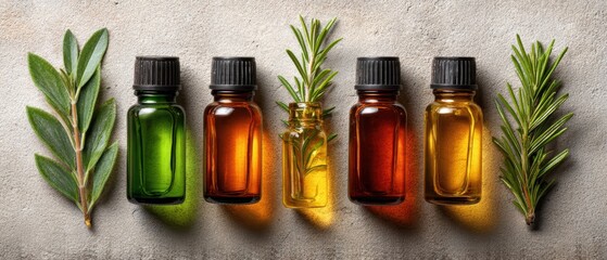Essential oils collection bottles containing various types of natural essential oils showcasing diversity in aromatherapy