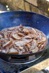 Braised traditional Chinese braised pork with rich sauce in the pot