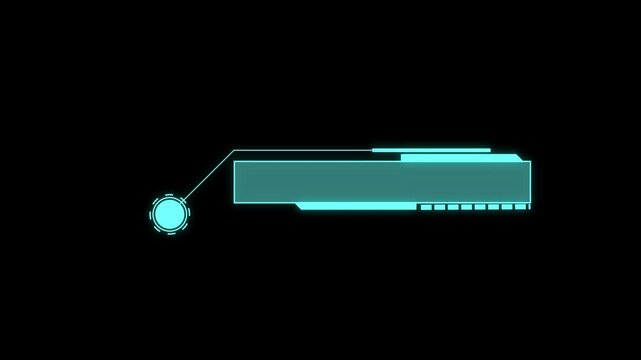 Futuristic HUD Lower Third Callout Animation Blue Neon Tech Frame Overlay on Black Background 4K
