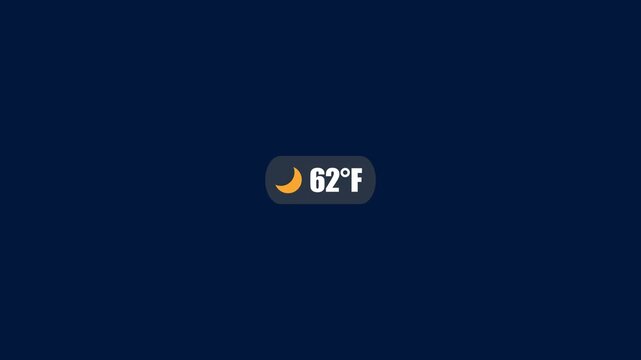 Weather forecast temperature display with moon phase at night