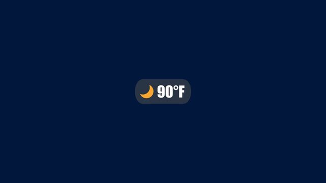 Weather forecast temperature display 90 degrees Fahrenheit hot summer weather symbol weather temperature display