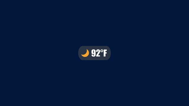 Weather Forecast Temperature Display 92 Degrees Fahrenheit Nighttime