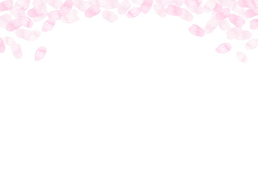 桜の花びらの水彩風フレーム　上　春　和風