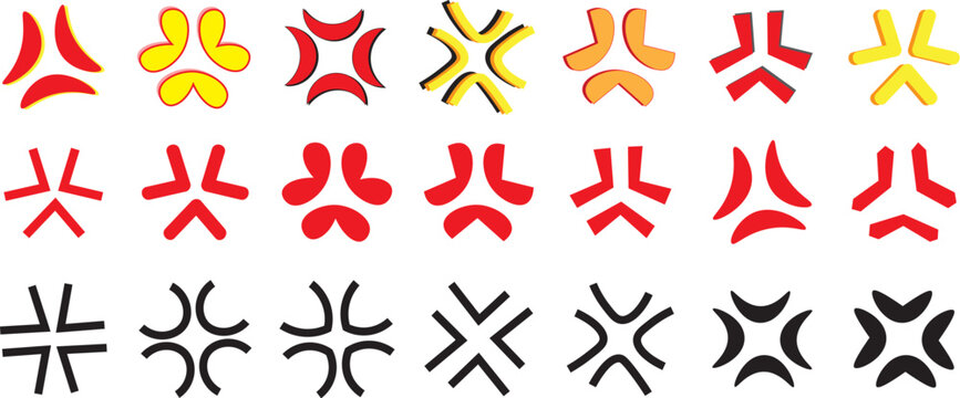 Angry comic symbol set colorful cartoon fury mark icons collection vector