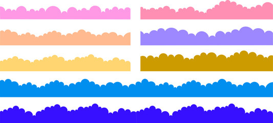 Colorful cloud border collection vector, simple flat scalloped edge design set