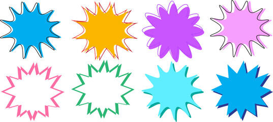 Colorful comic explosion burst shapes set with dynamic pop art style vector illustration © Satou Akira
