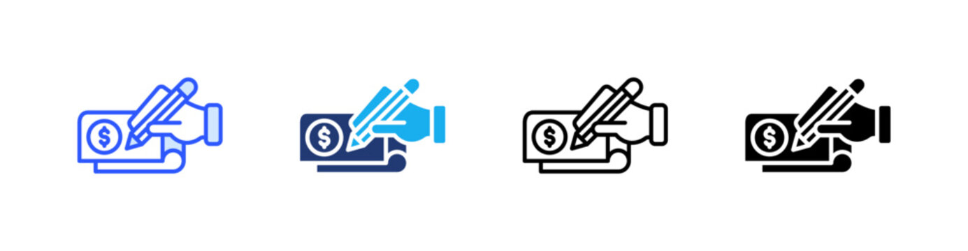 Cheque Multiple Style Icon Set Vector 