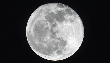 Obraz premium Full moon close up in black night sky with detailed craters and soft glow