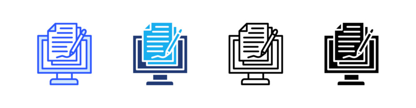 Digital Signature Multiple Style Icon Set Vector 