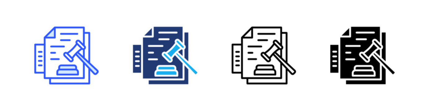 Legalization Multiple Style Icon Set Vector 