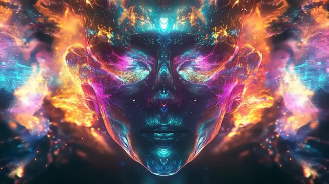 Vibrant Abstract Face with Swirling Colors.