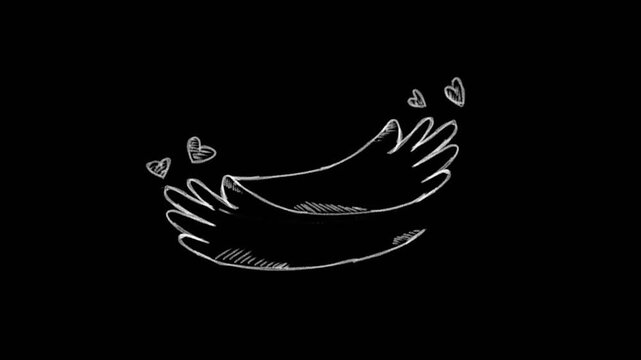 Hand Gestures hugging frame by frame stop motion animation on a white and black background, perfect for motion graphics, comics, or energetic.