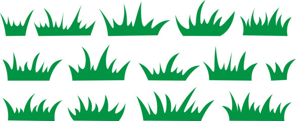 Green grass border set isolated lawn and meadow design elements vector