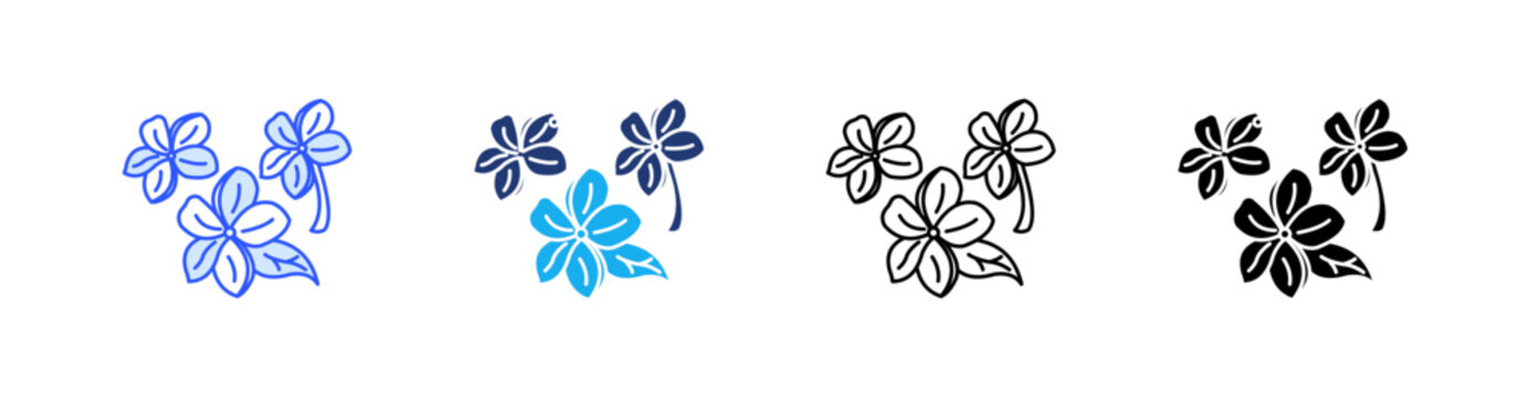 Frangipani Flower Multiple Style Icon Set Vector 