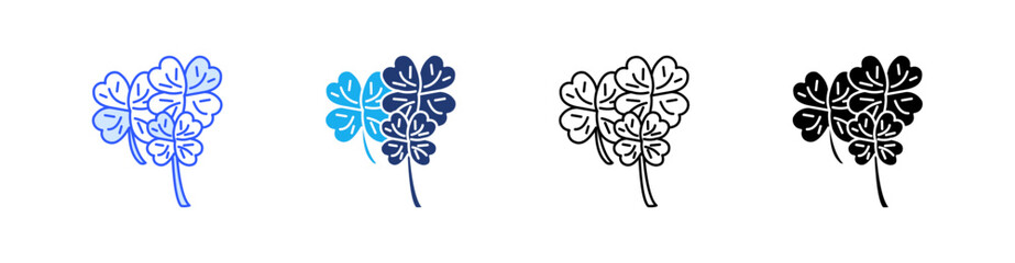 Clover Multiple Style Icon Set Vector 