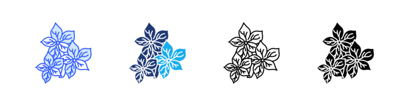 Ashoka Flower Multiple Style Icon Set Vector 
