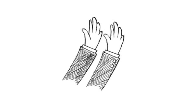 Hand Gestures hand clapping frame by frame stop motion animation on a white and black background, perfect for motion graphics, comics, or energetic.