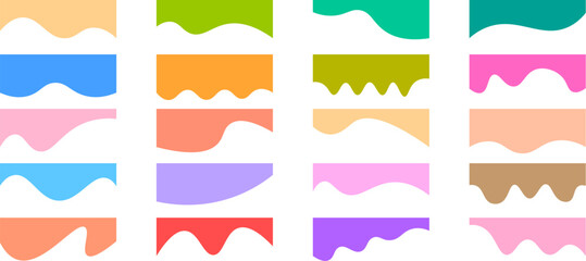 Pastel wave banner collection vector, abstract soft color flowing header shapes set