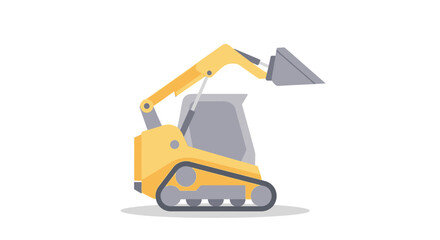 Naklejka premium Compact Track Loader Illustration - Mini Excavator Digger Vehicle Icon in Flat Design