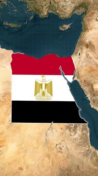 Egypt Map With Flag Loop Animation In Vertical