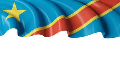 Democratic Republic of the Congo flag waving proudly, a symbol of national identity and patriotic spirit, transparent