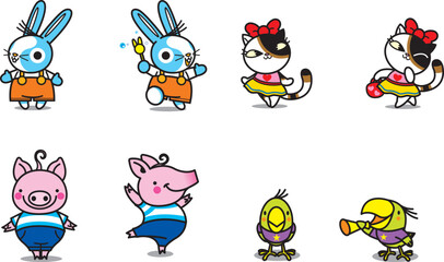 Obraz premium cute animals characters vector image 