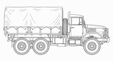 Military truck with cargo container vector illustration