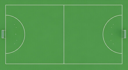 Professional soccer field with goals and markings on green turf