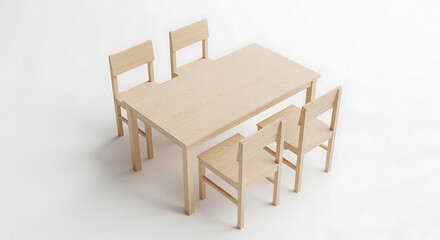 Modern wooden dining table with four matching chairs