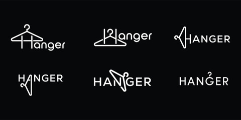 Fototapeta premium Modern Hanger Wordmark Logo Design Set for Fashion Brand Identity