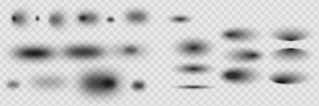 Vector shadows isolated. Set of round and square shadow effects.