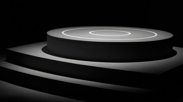 passivity. A minimalist staircase with a circle of light on a step, dramatic shadows. real-estate listings, architecture portfolios, designed for interior renovation comparisons for interiors.