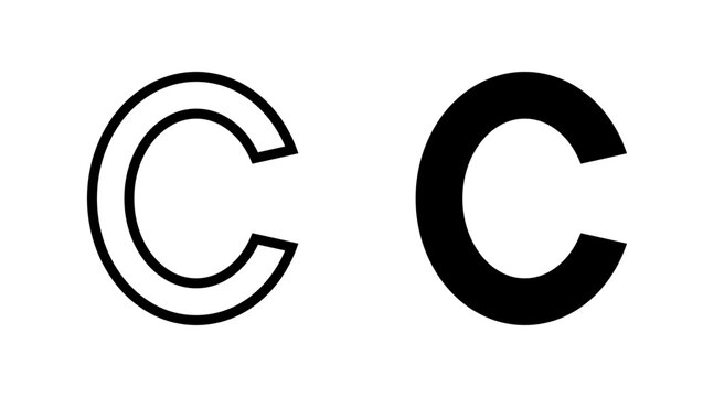 Copyright icon set vector. copyright sign and symbol
