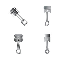 Realistic Engine Piston Vector Illustration Set