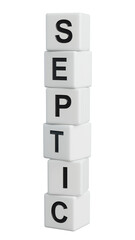 Text septic on wooden elements. Square wood blocks. Top view, flat lay.close up of wooden elements,Business Concept.Supports PNG files with transparent backgrounds.