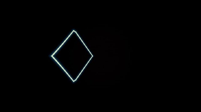 Glowing Neon Diamond Shape Animation Loop.