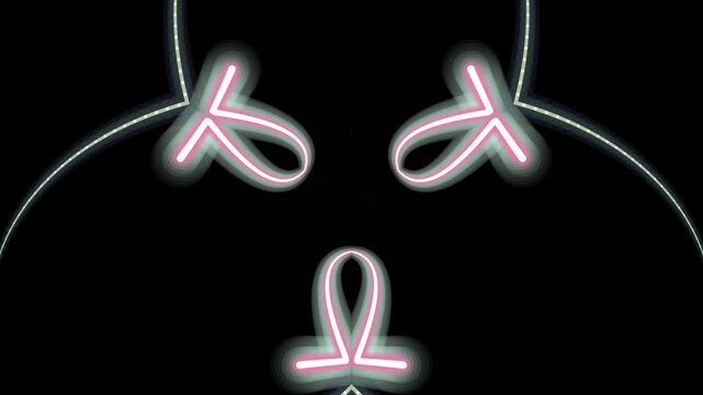 Glowing Neon Lines Forming Smiley Faces.