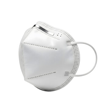 High-quality white kn95 face mask with elastic strap on transparent background