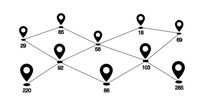 Animation line network dot point maps