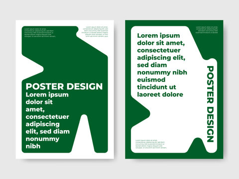 Eco-Friendly Emerald Green Poster Set with Abstract Organic Shapes and Minimalist Rounded Design