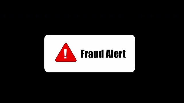 Fraud Alert Warning Message with Exclamation Icon on Dark Background