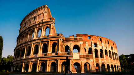 Fototapeta premium Person Dwarfed by the Grandeur of the Colosseum in Rome