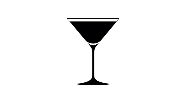 A simple silhouette of an elegant cocktail glass filled with a dark liquid. A minimalist design showcasing the sophistication of a classic drink