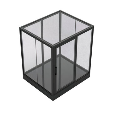 Modern Glass Greenhouse Cube with Black Frame and Textured Panels