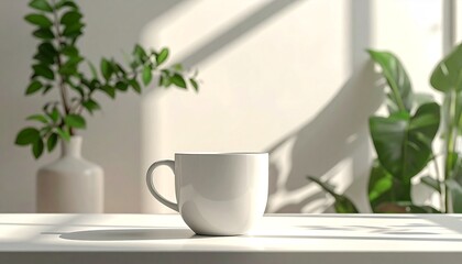 White Coffee Mug Mockup On Minimal Background