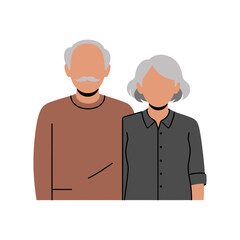 A minimalist vector illustration of an elderly couple standing together