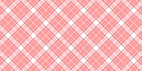 Peach and white diagonal plaid pattern, seamless checkered buffalo tartan background for textile.