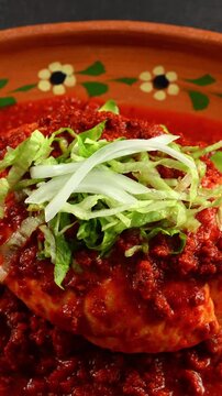 Traditional Mexican food, pambazo or chancla poblana