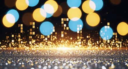 A vibrant and colorful abstract background with glowing lights and sparkles